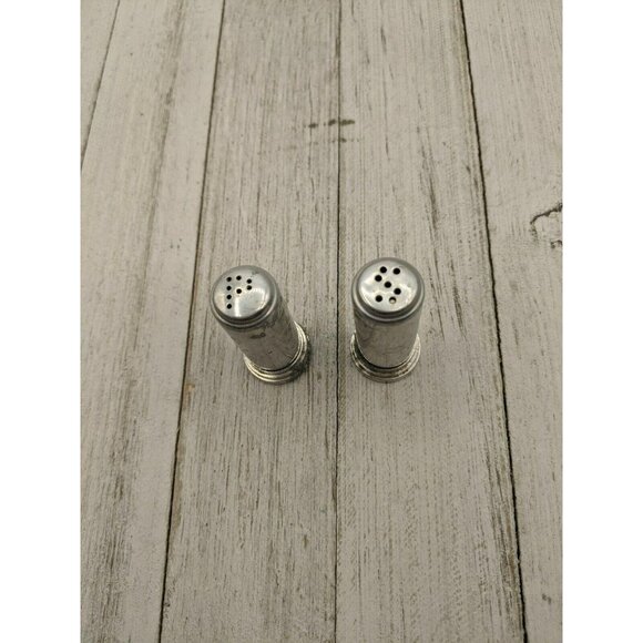 Vintage Aluminum Bullet Salt and Pepper Shakers Skyscraper 2" - Picture 2 of 5